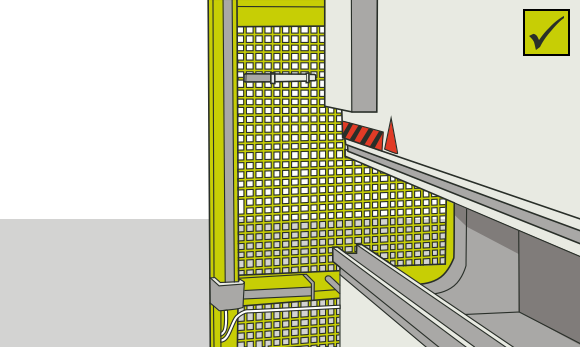 [image] Unguarded brake press with a light curtain guard attached