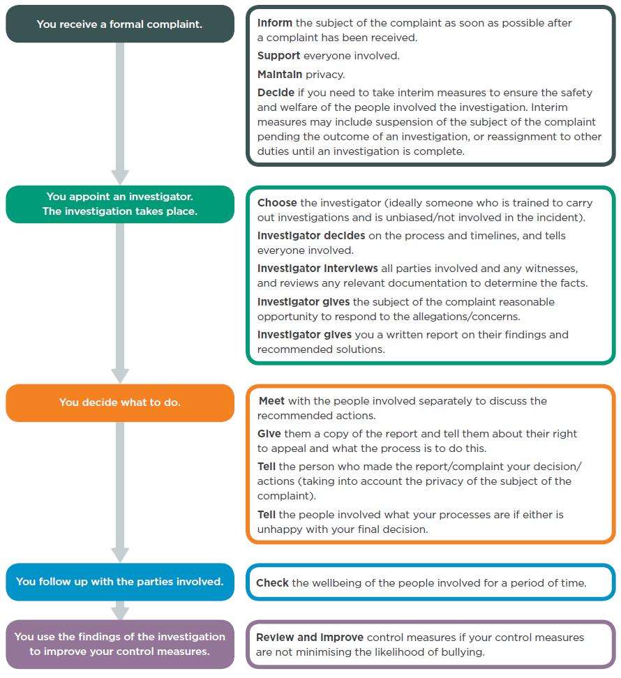 Bullying PCBU fig 6 overview of formal investigation